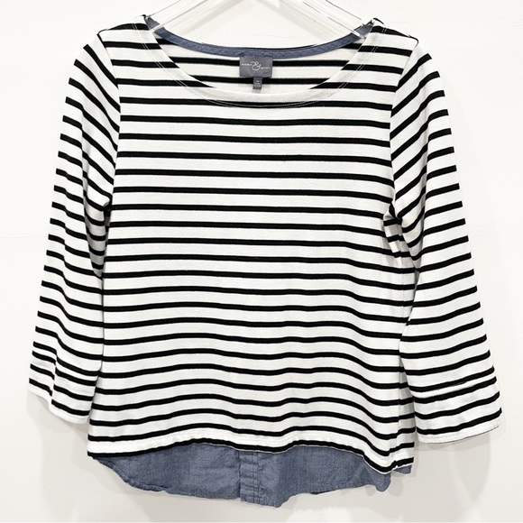 Market & Spruce Tops - Stitch Fix Market & Spruce Layered Chambray Stripe Top Medium